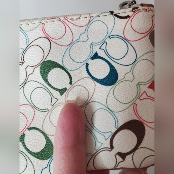 COACH Chelsea Multi-Colored C's Leather Wristlet Wallet Coin Pouch - Picture 13 of 15